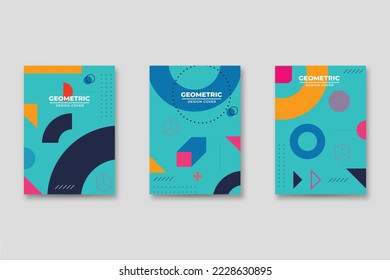 Set von Neo-Memphis-Stildecken. Kollektion cooler, heller Cover. Abstrakte Formen, Kompositionen. Vektorgrafik.