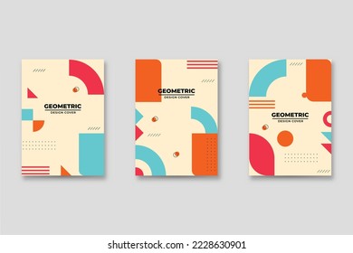 Set of neo-Memphis style covers. Collection of cool bright covers. Abstract shapes compositions. Vector.
