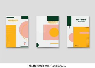 Set of neo-Memphis style covers. Collection of cool bright covers. Abstract shapes compositions. Vector.