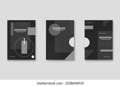 Set of neo-Memphis style covers. Collection of cool bright covers. Abstract shapes compositions. Vector.