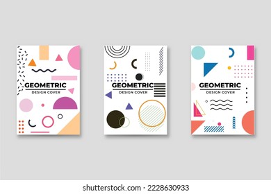 Set von Neo-Memphis-Stildecken. Kollektion cooler, heller Cover. Abstrakte Formen, Kompositionen. Vektorgrafik.