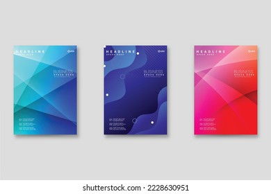 Set of neo-Memphis style covers. Collection of cool bright covers. Abstract shapes compositions. Vector.