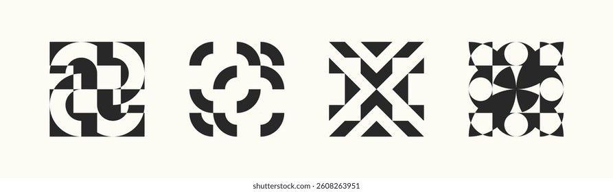 Set of neomodern geometric shapes. Brutalism, futuristic, memphis pattern ackground. Collection of blue brutalism, geometric abstract shapes. Modern design for cards, invitation, branding, banner	