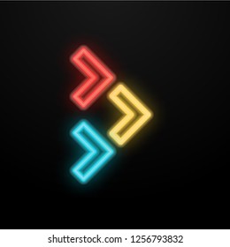 Set of neon arrows on black background. Vector neon