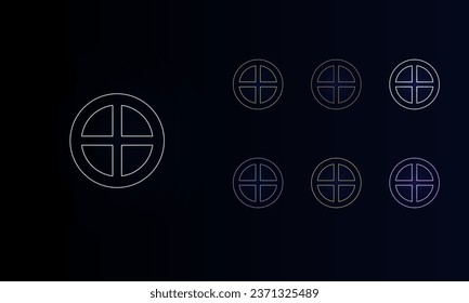 Un conjunto de símbolos neones astrológicos de tierra. Conjunto de símbolos de color diferentes, brillo de neón débil. Ilustración del vector sobre fondo negro