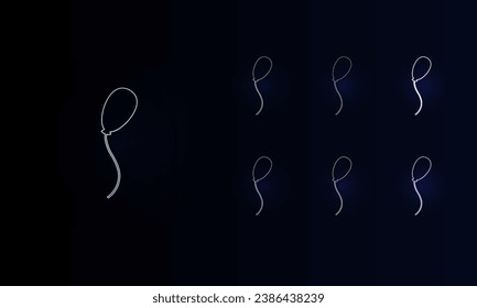 Un conjunto de símbolos de globo neón. Conjunto de símbolos de color diferentes, brillo de neón débil. Ilustración del vector sobre fondo negro