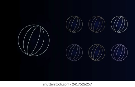 Un conjunto de símbolos de neón en la playa. Conjunto de símbolos de color diferentes, brillo de neón débil. Ilustración del vector sobre fondo negro