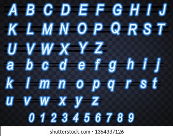 Set of  neon blue light text graphic vector