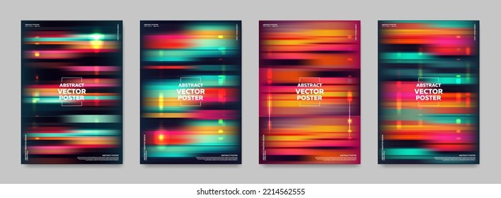 Un conjunto de antecedentes neones y borrosos con aspectos destacados. Vector.