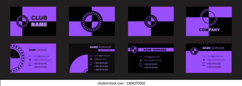 Set of neon business cards. Vector.