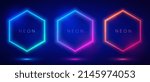 Set Of Neon Color Hexagon
