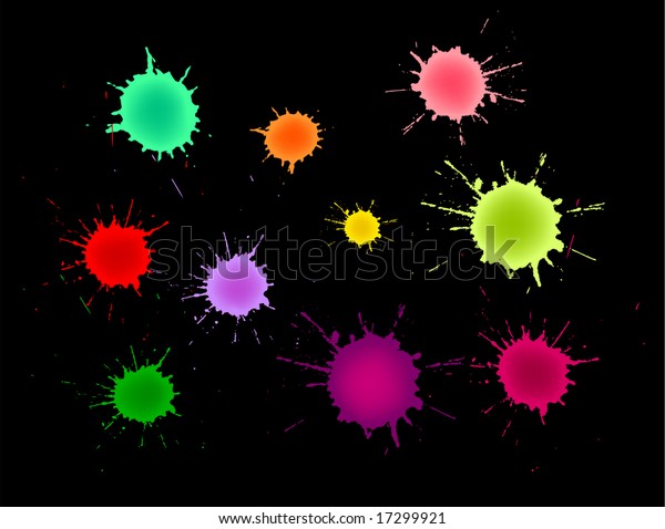 Set Neon Colors Splats On Black Stock Vector (Royalty Free) 17299921 ...