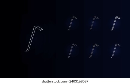 Un conjunto de símbolos de neón en la barra de colores. Conjunto de símbolos de color diferentes, brillo de neón débil. Ilustración del vector sobre fondo negro