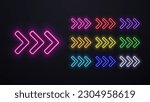A set of neon directional arrows in different colors.