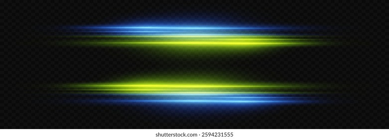 Set of neon effects of speed lines and light.