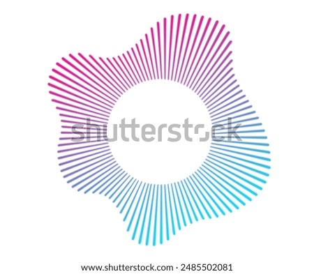 A set of neon equalizers. Audio multicolor waves. Radial curve of audio wave. Vector illustration.
