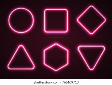 A Set Of Neon Geometric Shapes.