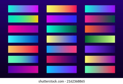 Conjunto de plantillas de color de degradado de neón. Fondo colorido moderno. Diseño multicolor moderno para aplicaciones móviles.