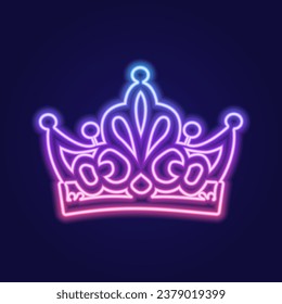 A set of neon gradient crowns. Vector illustration.