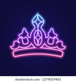 A set of neon gradient crowns. Vector illustration.