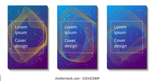 Set of Neon gradient graphic covers design Vector