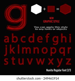Set of neon letters and neon graphic style. You can apply this style to any fonts and objects, vector. EPS 10.