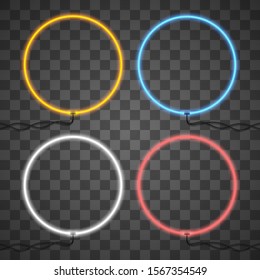 Set of neon light template isolated on transparent background