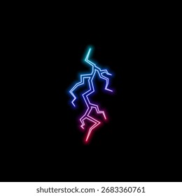 Conjunto de rayos de neón, amarillo y azul brillantes signos, aislados, Ilustración vectorial.