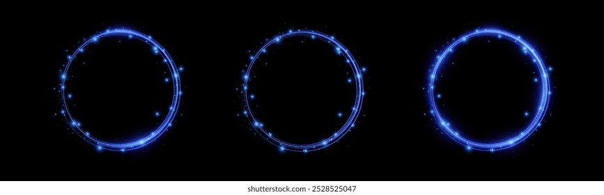 Círculo mágico de neón.Círculo de luz futurista para background.Light frame.Vector.Magic portal.