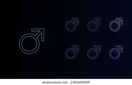 Un conjunto de símbolos de la médula de neón. Conjunto de símbolos de color diferentes, brillo de neón débil. Ilustración del vector sobre fondo negro