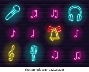 set of neon music signs