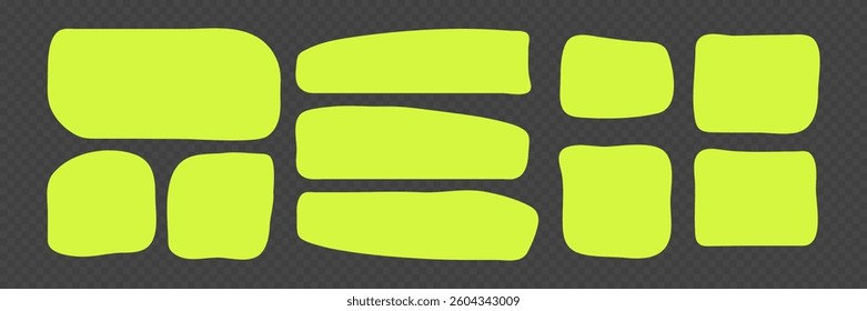 Set of Neon Notes. Smooth, amorphous shapes.  Abstract geometric figures.