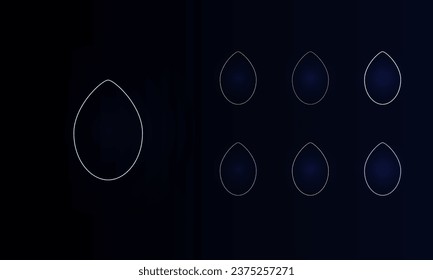 A set of neon oval symbols. Set of different color symbols, faint neon glow. Vector illustration on black background
