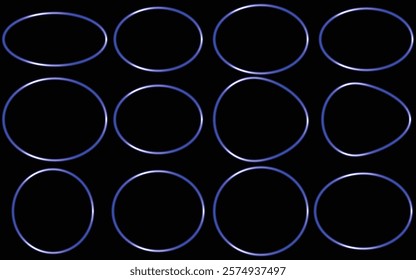 set of neon rectangular frame and border with glowing effects. vector neon frame with shining effects.