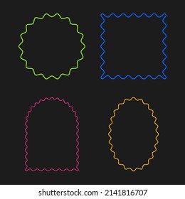 Set neon retro geometric lines frames