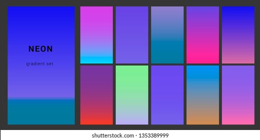 Synthwave Vaporwave Retrowave Neon Palette Gradient Stock Vector ...