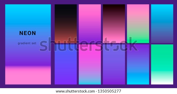 Set Neon Retrowave Vaporwave Gradient Swatched Stock Vector Royalty Free 1350505277
