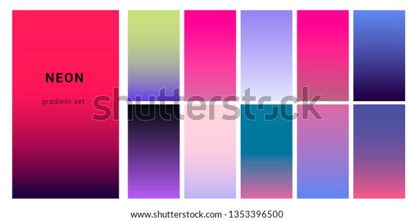 set neon retrowave vaporwave gradient swatched stock vector royalty free 1353396500 https www shutterstock com image vector set neon retrowave vaporwave gradient swatched 1353396500