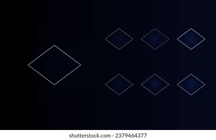 A set of neon rhombus symbols. Set of different color symbols, faint neon glow. Vector illustration on black background