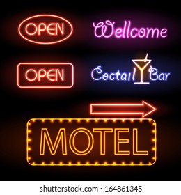 Set of neon sign