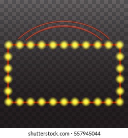 Set of neon sign light at night  transparent background vector illustration, isolated bright glowing electric advertise illuminated banner for graphic design or icons