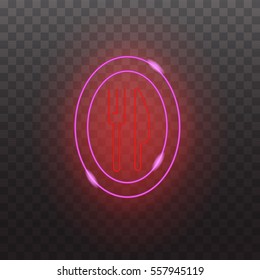 Set of neon sign light at night  transparent background vector illustration, isolated bright glowing electric advertise illuminated banner for graphic design or icons