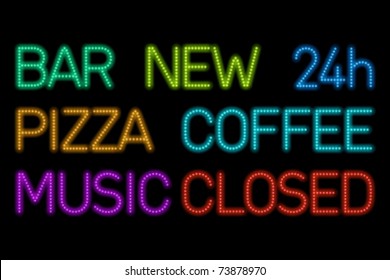 Set neon signs. Vector illustration Eps 10.