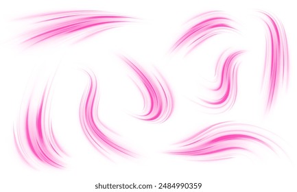 Conjunto de líneas de velocidad de neón sobre fondo transparente PNG. Visualización del tráfico de Big Data, tráfico dinámico de transmisión de datos de alta velocidad.	