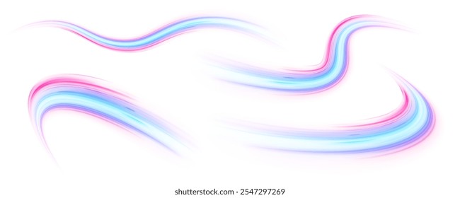 Satz von Neongeschwindigkeitslinien auf transparentem Hintergrund PNG. Abstrakte Vektorfeuerkreise, funkelnde Wirbel und Energie Licht Spiralrahmen. Geschwindigkeit Verbindung Vektor Hintergrund. Vektor png wirbeln Trail-Effekt.