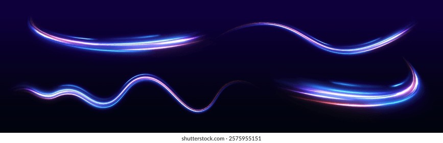 Set of neon speed lines on transparent background. Explosion in universe. Cosmic background for event, party, carnival, celebration, anniversary or other.	