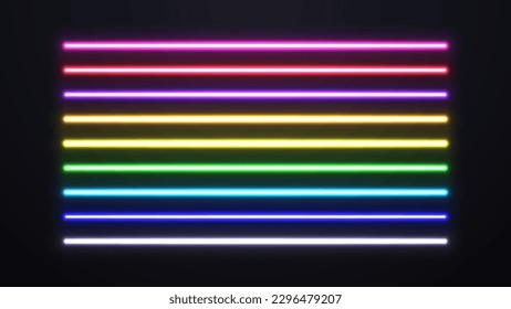 A set of neon square in different colors.