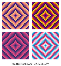 Set Set Set aus Neon-Quadraten-Hintergründen im Hippie-Stil