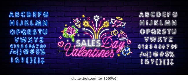 A set of neon Valentine attributes with sequins and editable text. Can be used on flyers, banners, maps, and projects. Ice cream, cake, lips, Lollipop, heart, flower, coffee, gift, key.