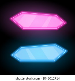 Set of neon vector banners. banner for design your text, blank banners.
